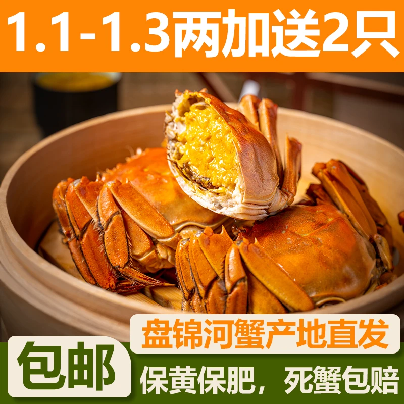 【活蟹】盘锦河蟹 1.1-1.3两 16只公蟹送2只 礼盒装 全国冷链包邮