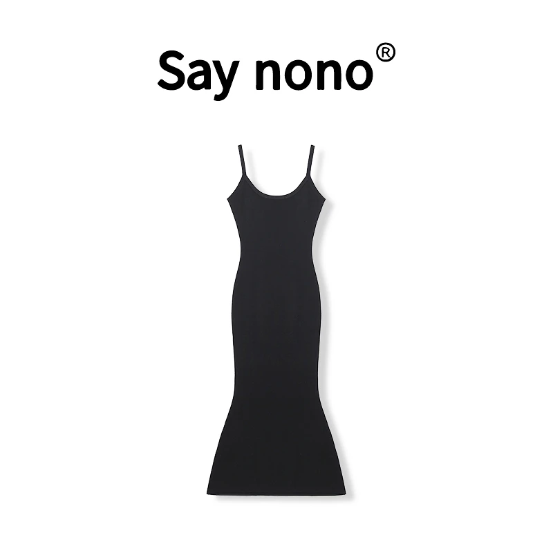 Say nono★【懒猫nono】1099时尚吊带连衣裙性感针织修显瘦女连衣裙