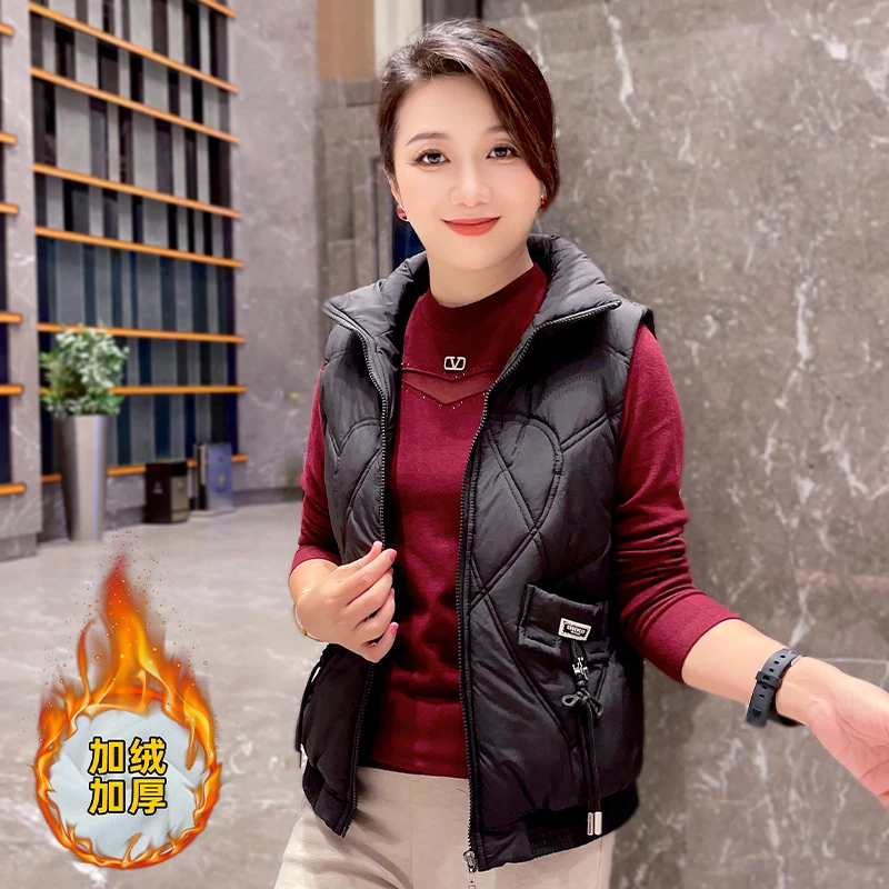 中国结国风挂饰秋冬时尚百搭加厚保暖立领洗水棉修身马甲背心