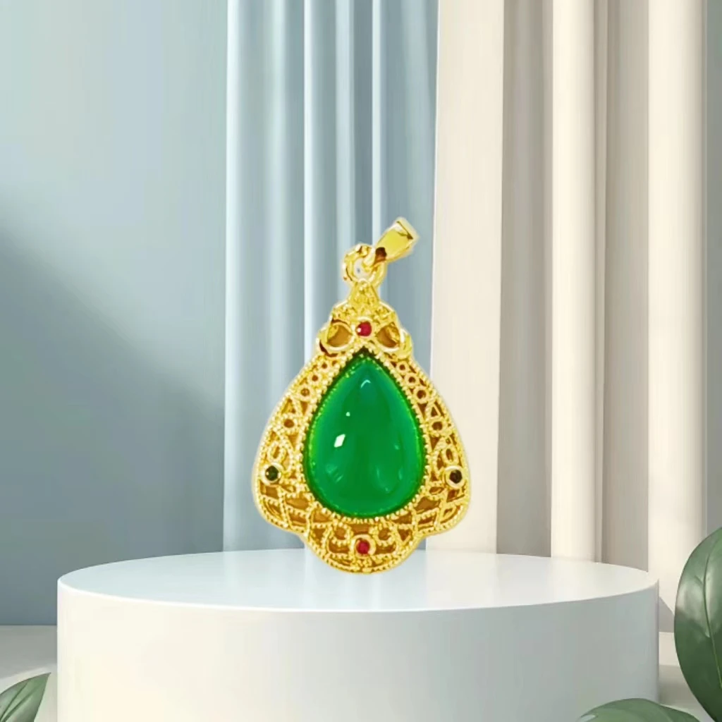 【李总专属】BM-S172#璀璨之梦 水滴合金镶嵌玉髓水滴吊坠 赠合金链