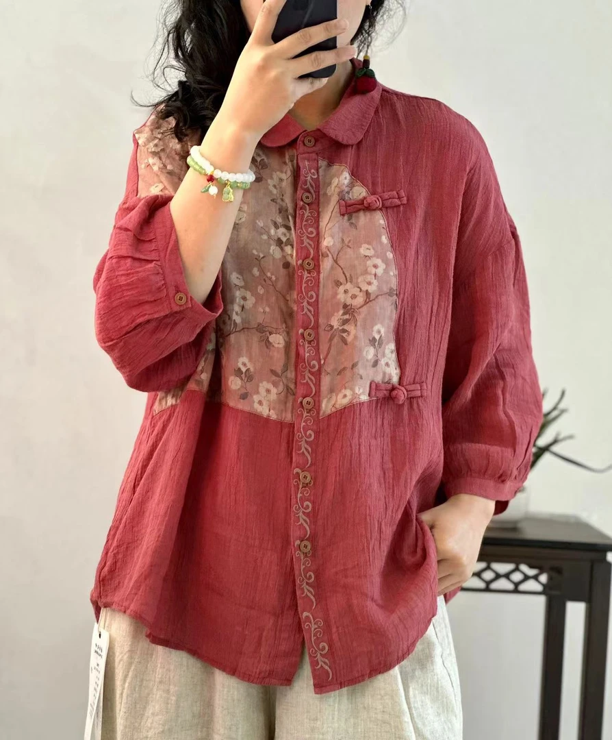 【小芬宠粉】7388款夏季新款时尚百搭文艺提花网红宽松上衣