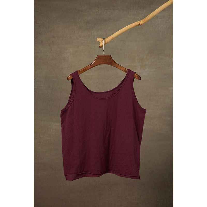 慢慢变蓝原创【荼】做旧植物染吊带纯棉宽肩带背心舒适纯色打底