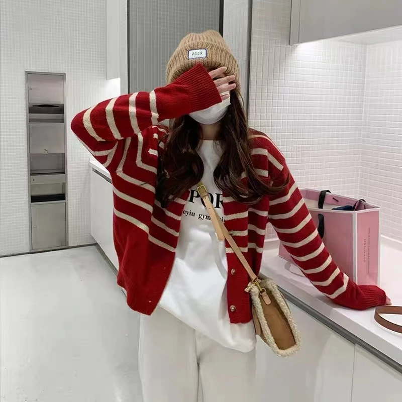 【041--050】时尚韩版小个子百搭圆领长袖显瘦秋冬季慵懒风针织毛衣