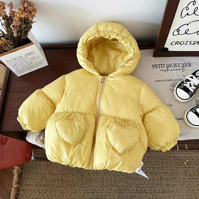 【现货】DW247701冬季新款儿童羽绒服女宝连帽外套90白鸭绒保暖防寒