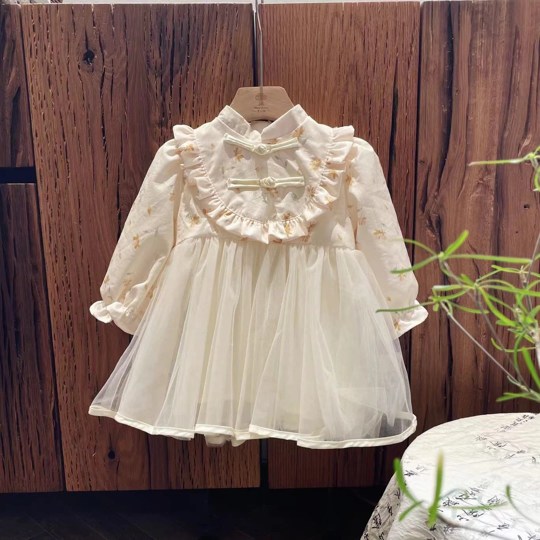 【现货】CQ249022春季新款儿童连衣裙女童洋气国风裙子女宝