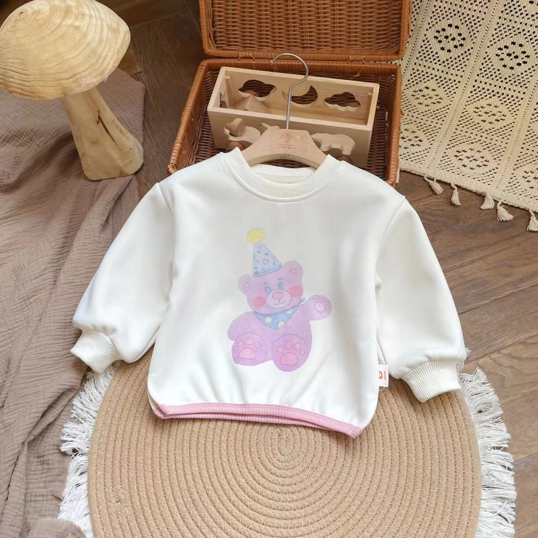 【现货】ZD24C019春季新款儿童卫衣宝宝圆领卡通套头休闲女童上衣