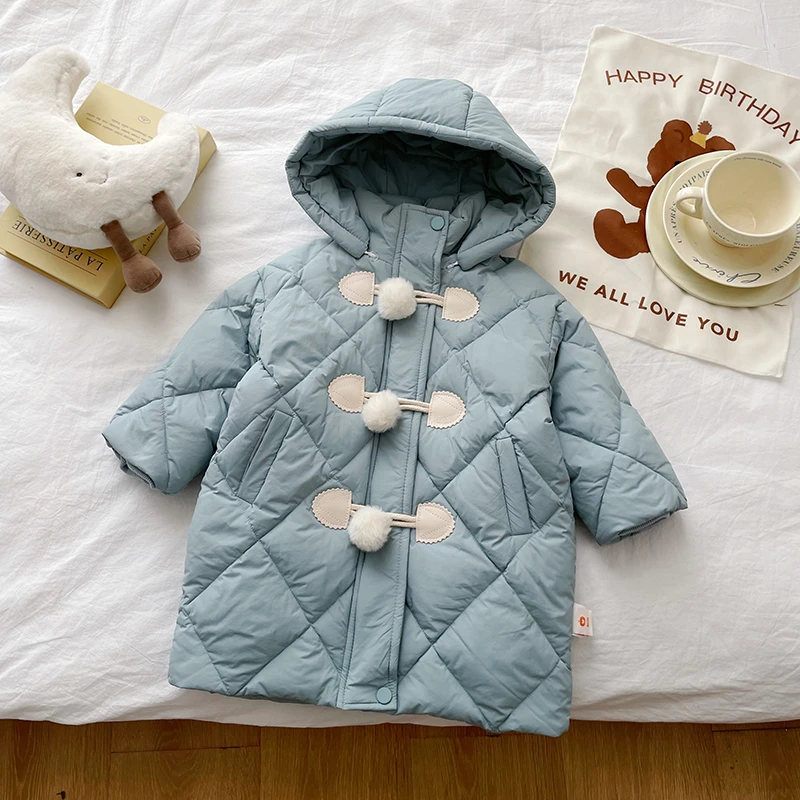 【现货】DW249869冬季新款儿童羽绒服女童中长款连帽可拆卸外套