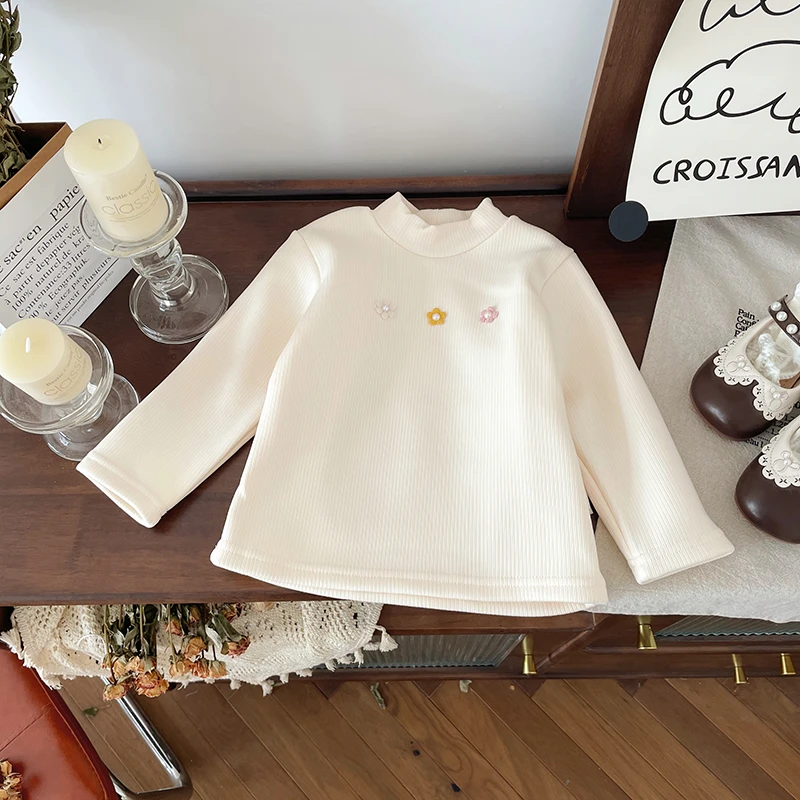 【现货】QY242145秋冬新款儿童T恤女童加绒打底衫