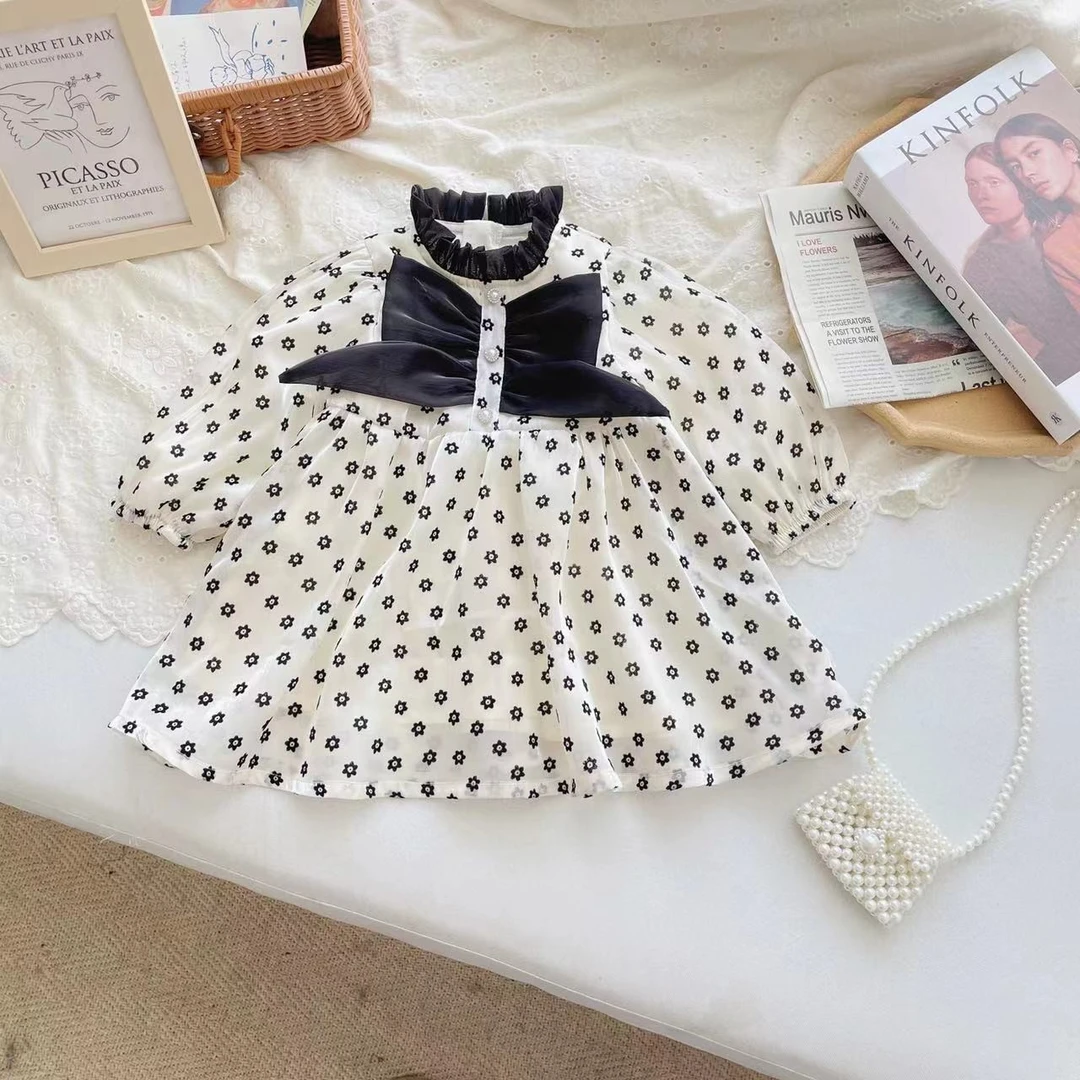 【断码清仓】CQ235117春秋新款连衣裙女童洋气女宝波点裙子小童