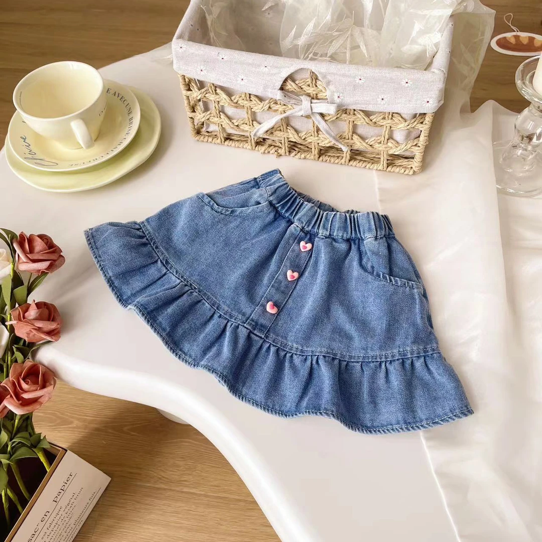 【现货】XK246730夏季女童牛仔短裙儿童女宝百搭夏款裙子