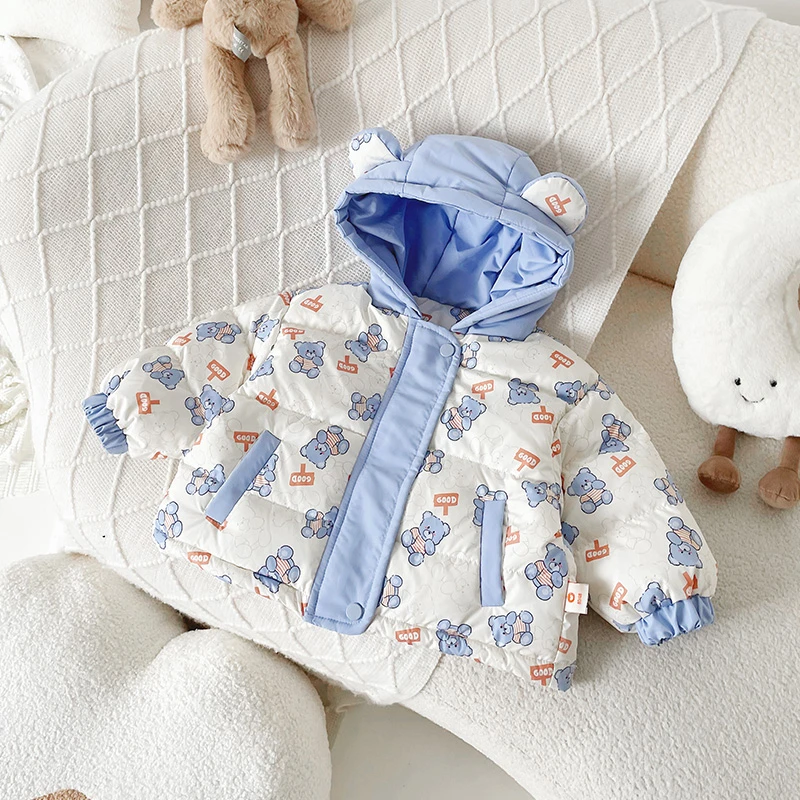 【现货】DW239612冬季新款儿童羽绒服新国标90白鸭绒卡通连帽外套