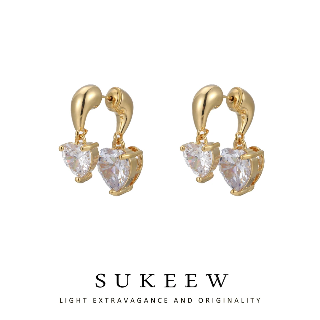 SUKEEW/酥可 铜合金耳饰 爱心精致欧美潮流耳环010603五金女孩