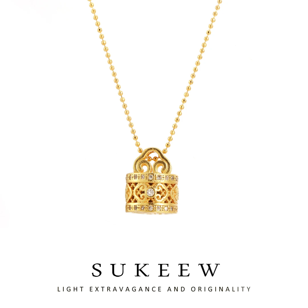 SUKEEW/酥可 铜合金项链 质祥云纹百搭印章项链120542五金女孩