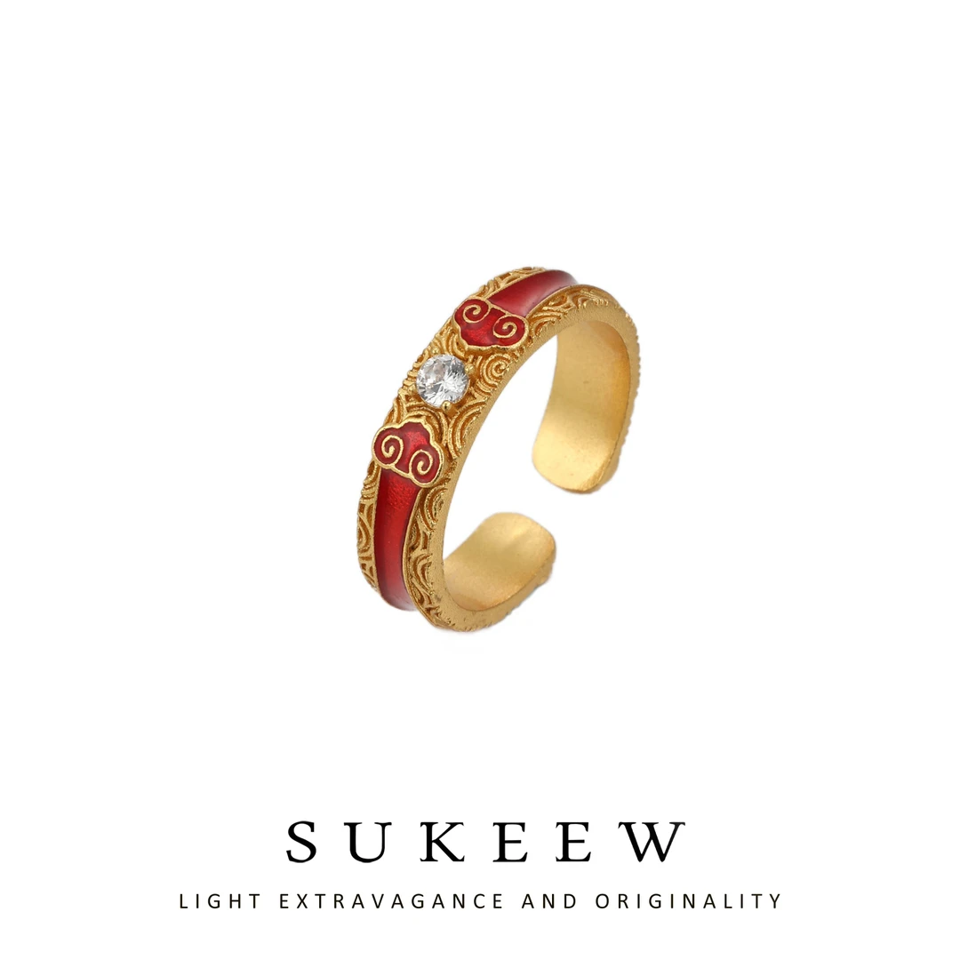 SUKEEW/酥可 铜合金戒指 如意优雅新中式气质戒指122105五金女孩