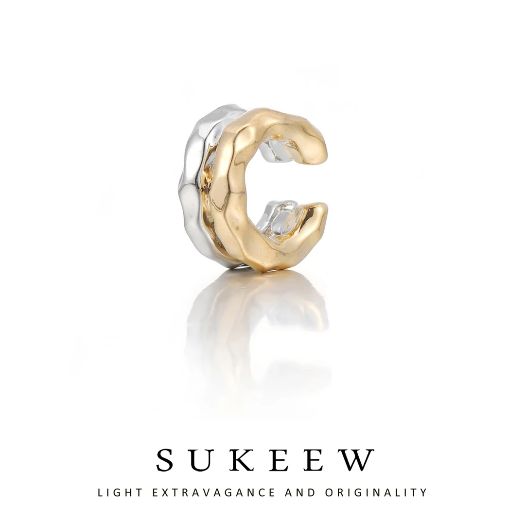 SUKEEW/酥可 铜合金拼接撞色熔岩纹理时尚轻奢耳夹120713五金女孩