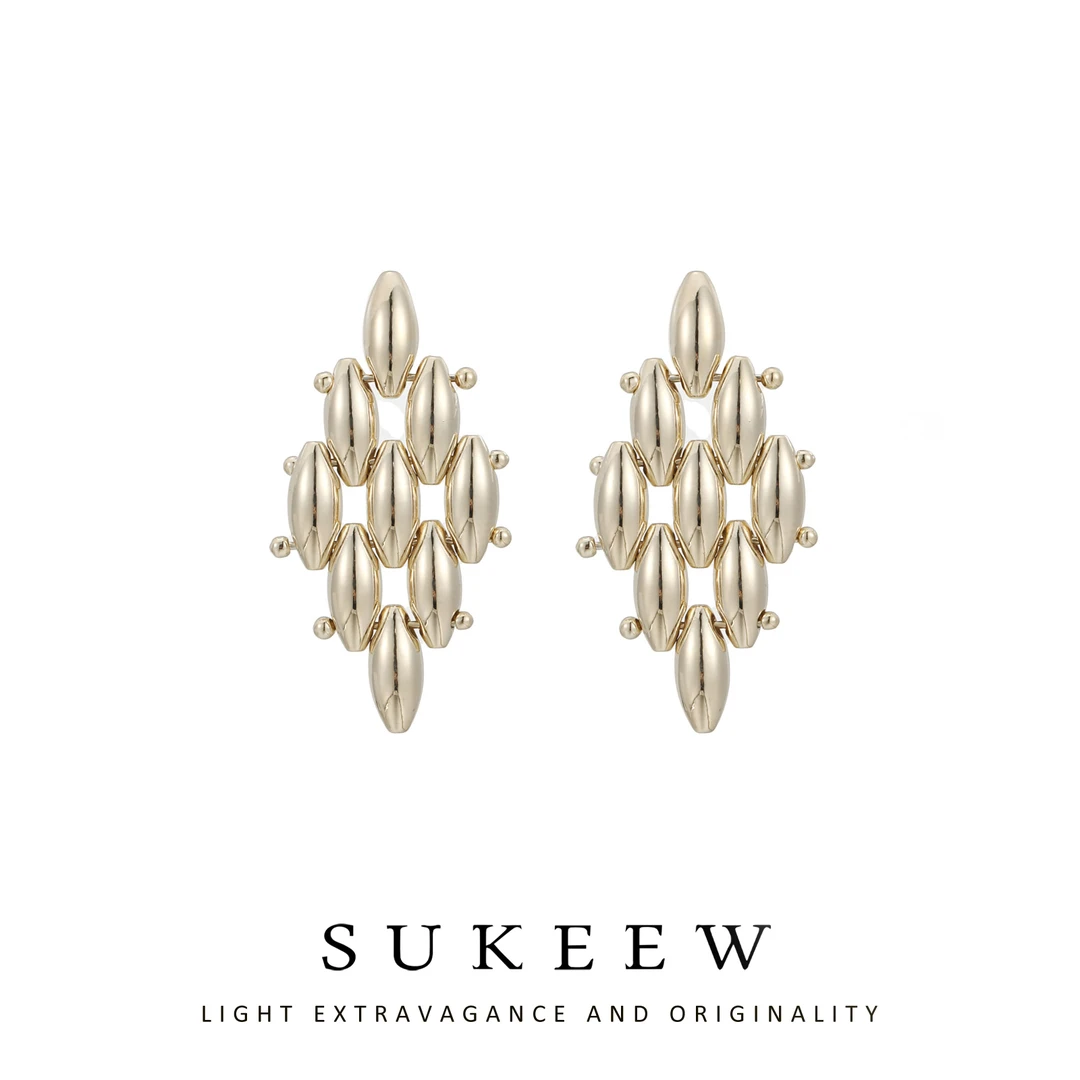 SUKEEW/酥可 铜合金耳饰 编织金属冷淡气质耳环121303五金女孩