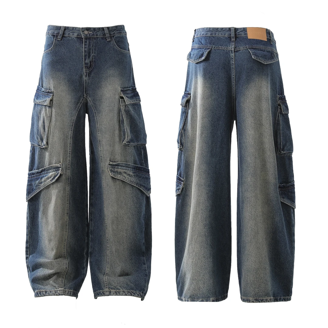 时尚潮流牛仔裤男女同款滑板裤子工装裤子百搭