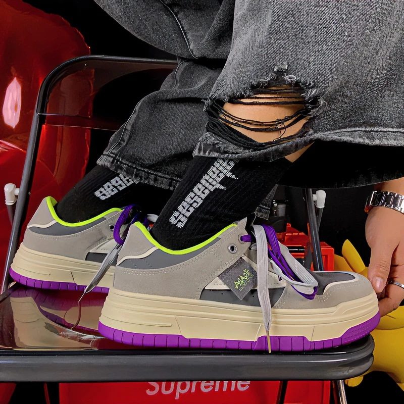 春季新款高颜值男生鞋子软底增高板鞋潮流百搭网红小众潮鞋子增高