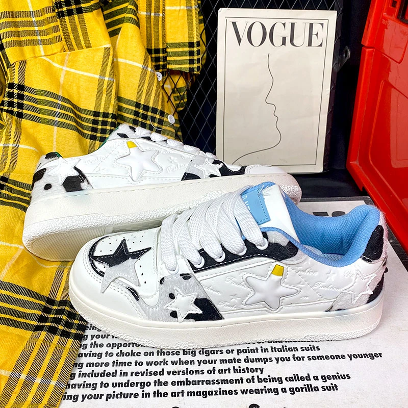 秋季新款透气增高男鞋网红小众原创设计情侣低帮星星板鞋潮流百搭