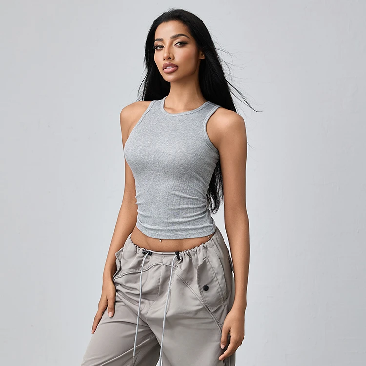 choc螺纹紧身瑜伽文胸女带胸垫跑步训练健身背心短款运动服