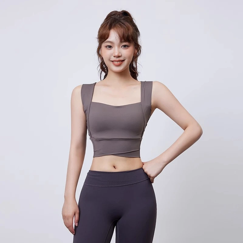 Choc交叉美背瑜伽文胸女高强度防震运动内衣遮副乳外穿健身背心