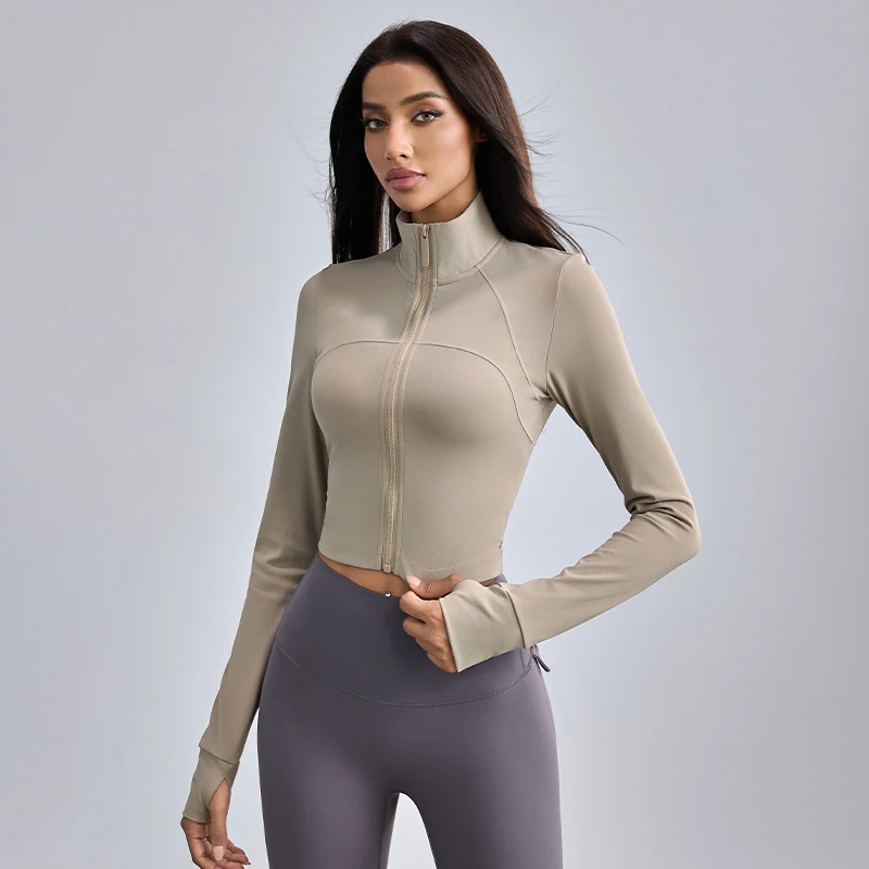 choc秋季立领长袖健身服女运动训练跑步瑜伽服高弹气质外套