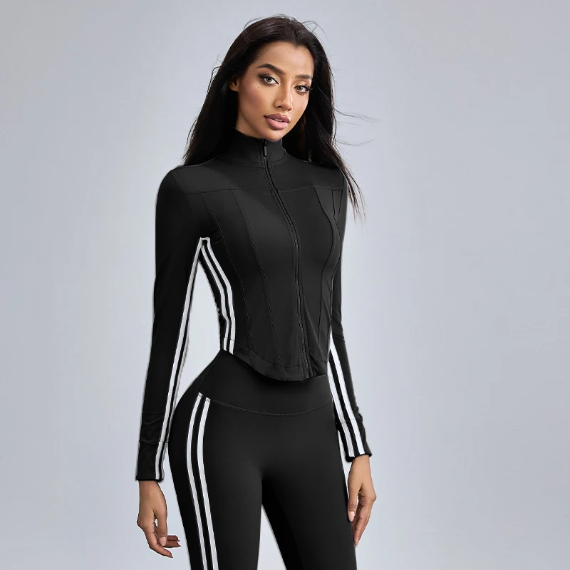 choc运动外套女修身瑜伽服初秋长袖外穿骑行服跑步专业运动上衣