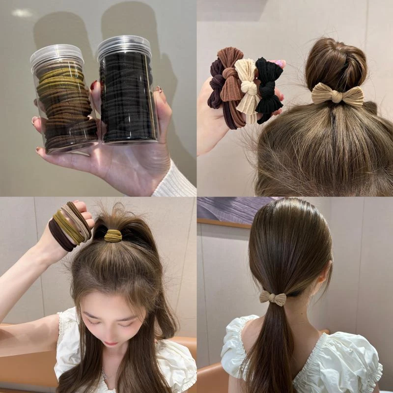 非金属布艺发饰 韩系加宽加粗加厚高弹扎高马尾发绳耐用头绳蝴蝶