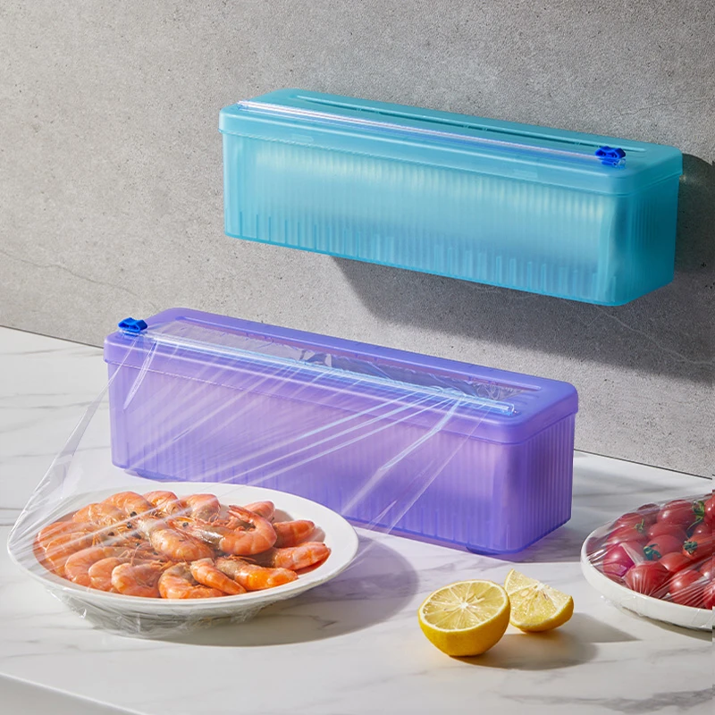 (保鲜膜切割器套装)自带滑动切割器便携整齐切割保鲜膜套装W