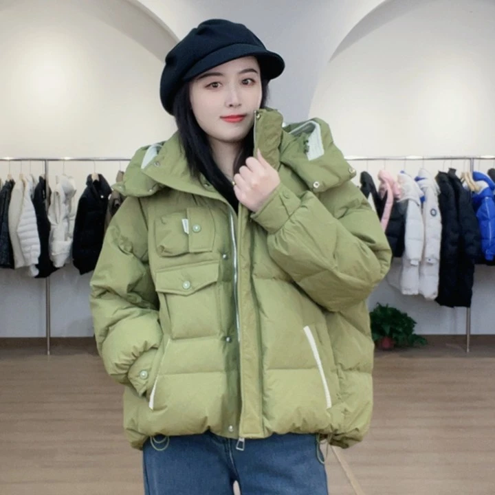 【2329】90绒白鸭绒羽绒服韩版中长款秋冬连帽慵懒保暖网红时尚百搭