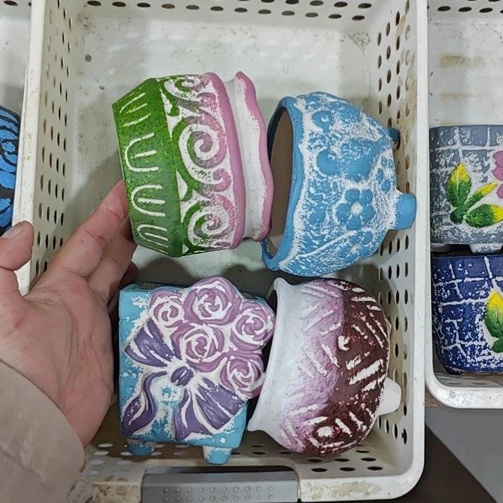 陶吸水透气的白陶花盆