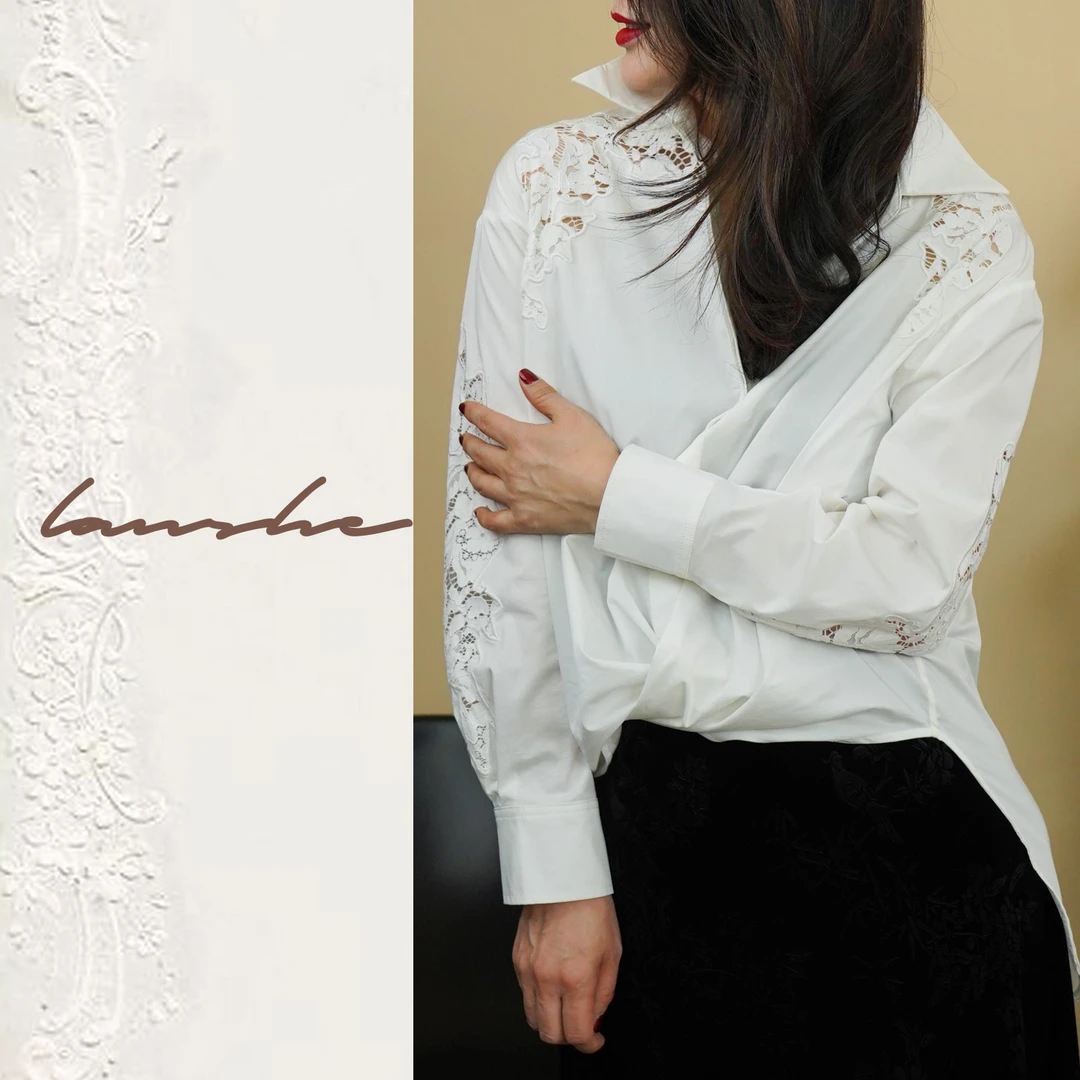 Lanshe阑舍【17姨推荐】拾七宸文艺 花纹镂空衬衫