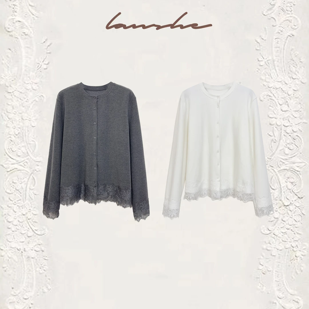 柒熹坊· 秋小姨推荐 订制弹力棉蕾丝拼接衬衫