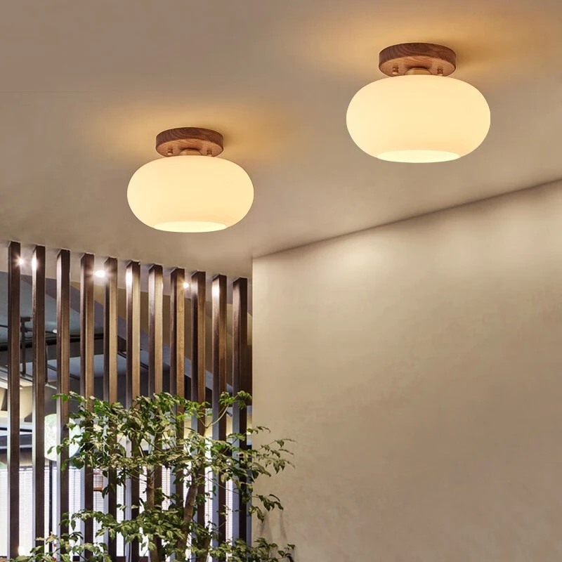 过道灯走廊灯胡桃木黄铜吸顶灯简约现代入户门厅玄关衣帽间阳台灯