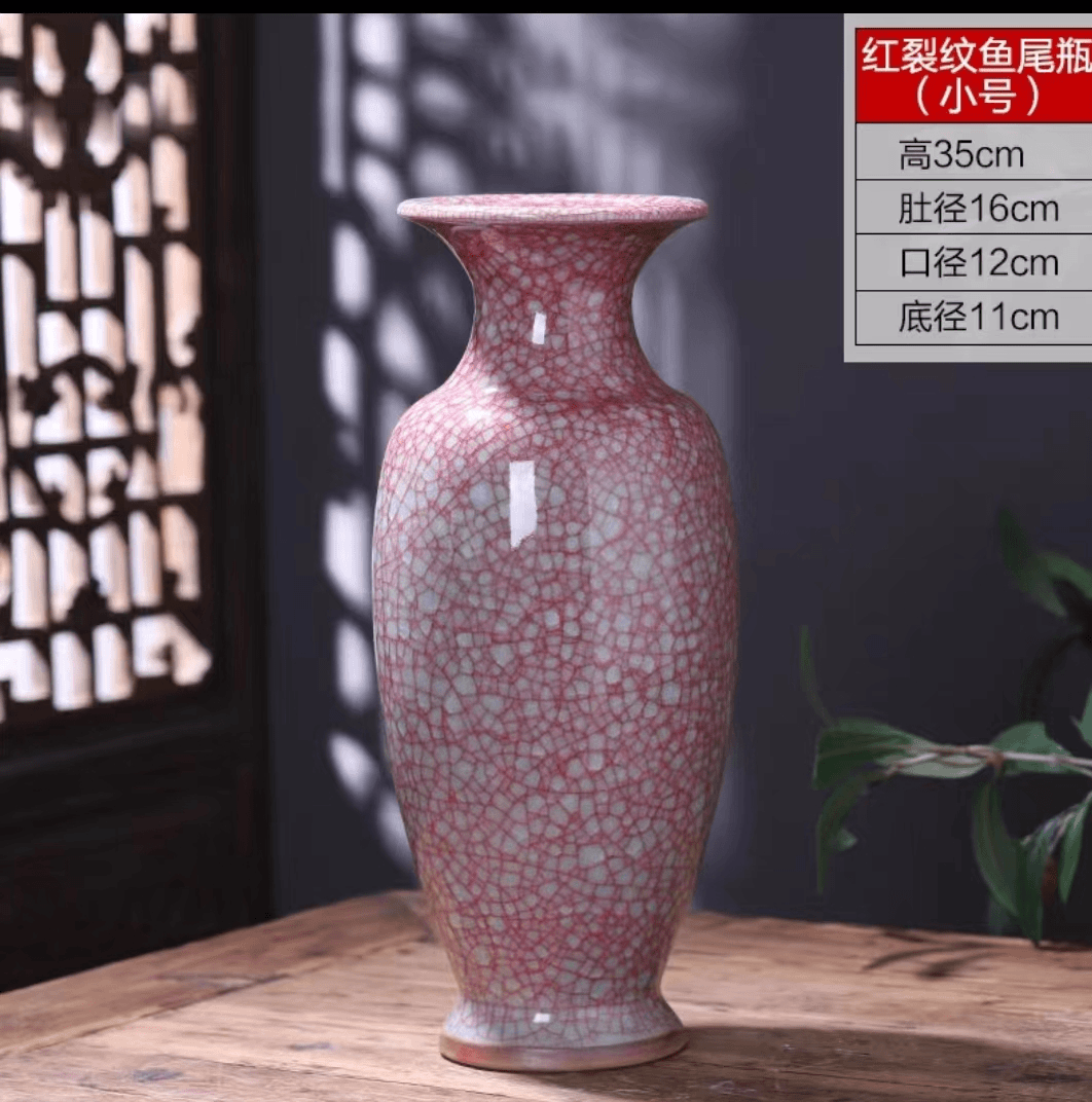 景德镇高端钧瓷红裂纹鱼尾