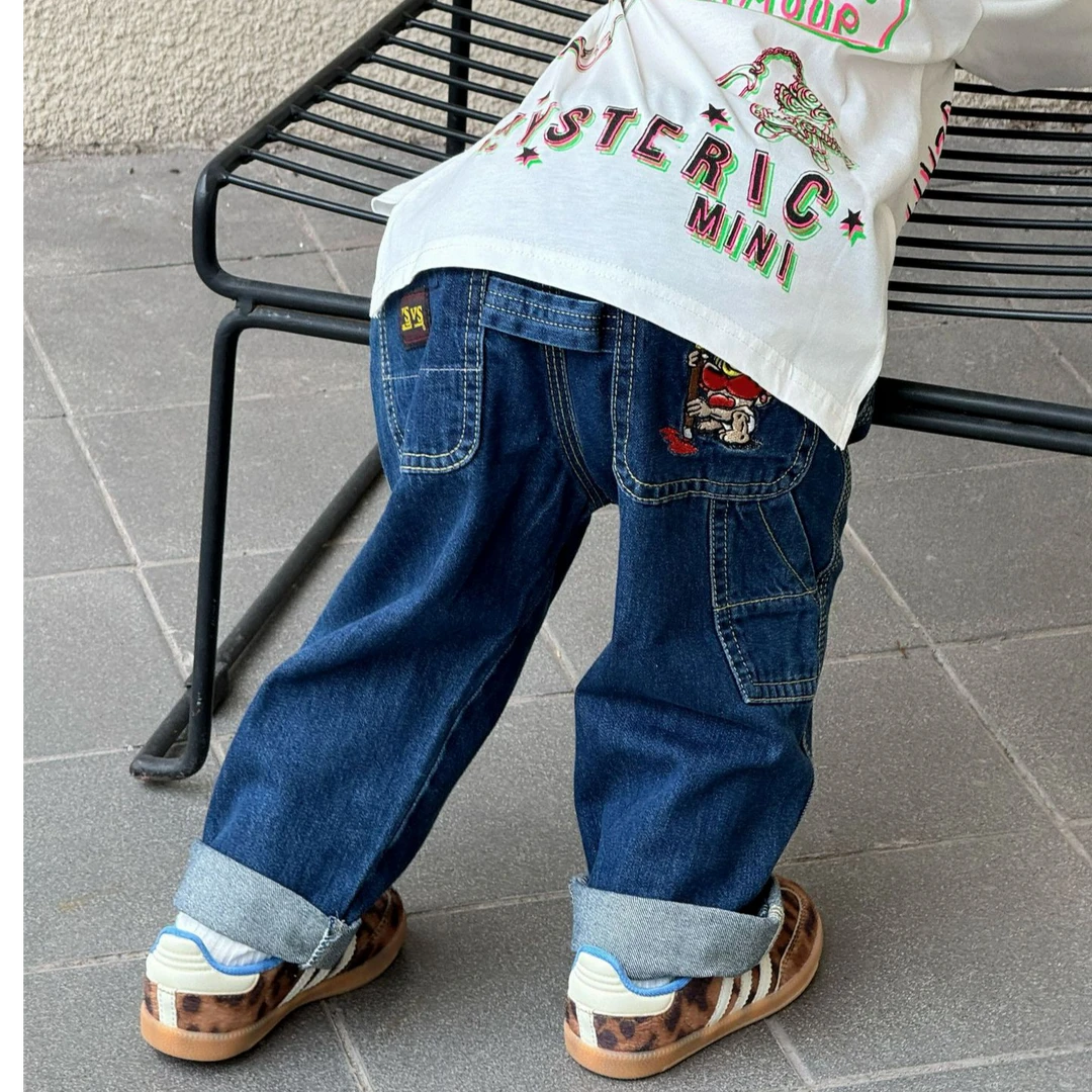 DTT 黑超中古刺绣牛仔长裤025