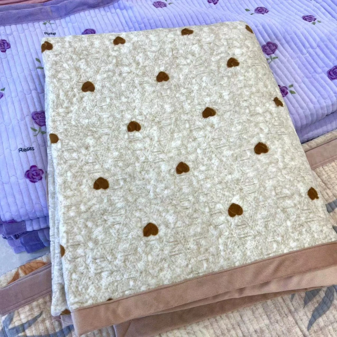 秋新款 绒床盖【加大咖心】2.4m床盖