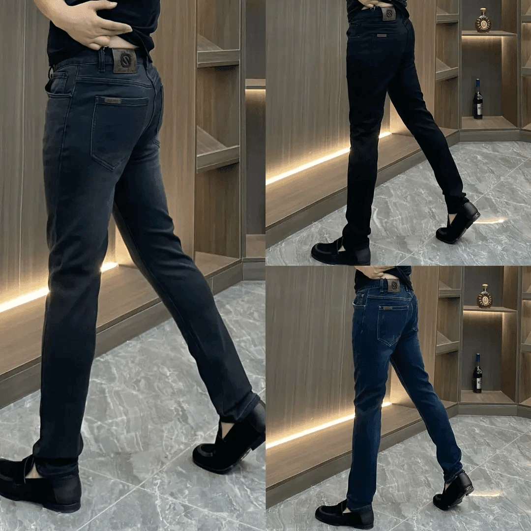 高品质灰休闲百搭修身牛仔裤高品质韩版休闲百搭时尚潮流牛仔裤子