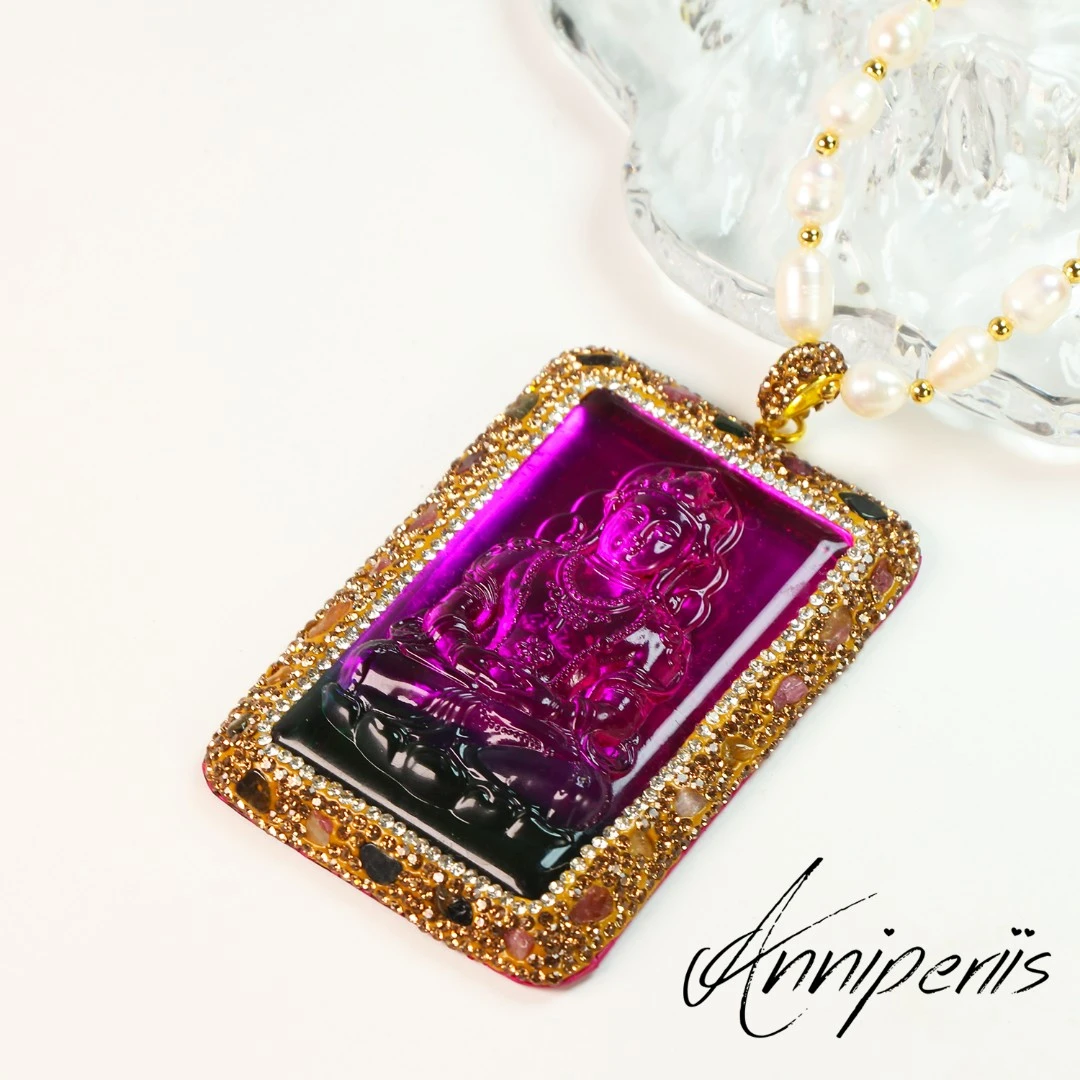 铜合金项链 【般若妙德】紫色彩色时尚【D524】百搭女王镶嵌毛衣链8