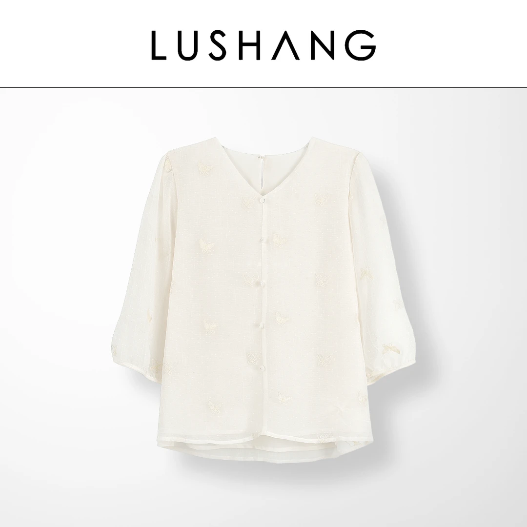 【年末大促】8117夏新款V领蝴蝶小衫百搭显瘦设计感女士衬衫