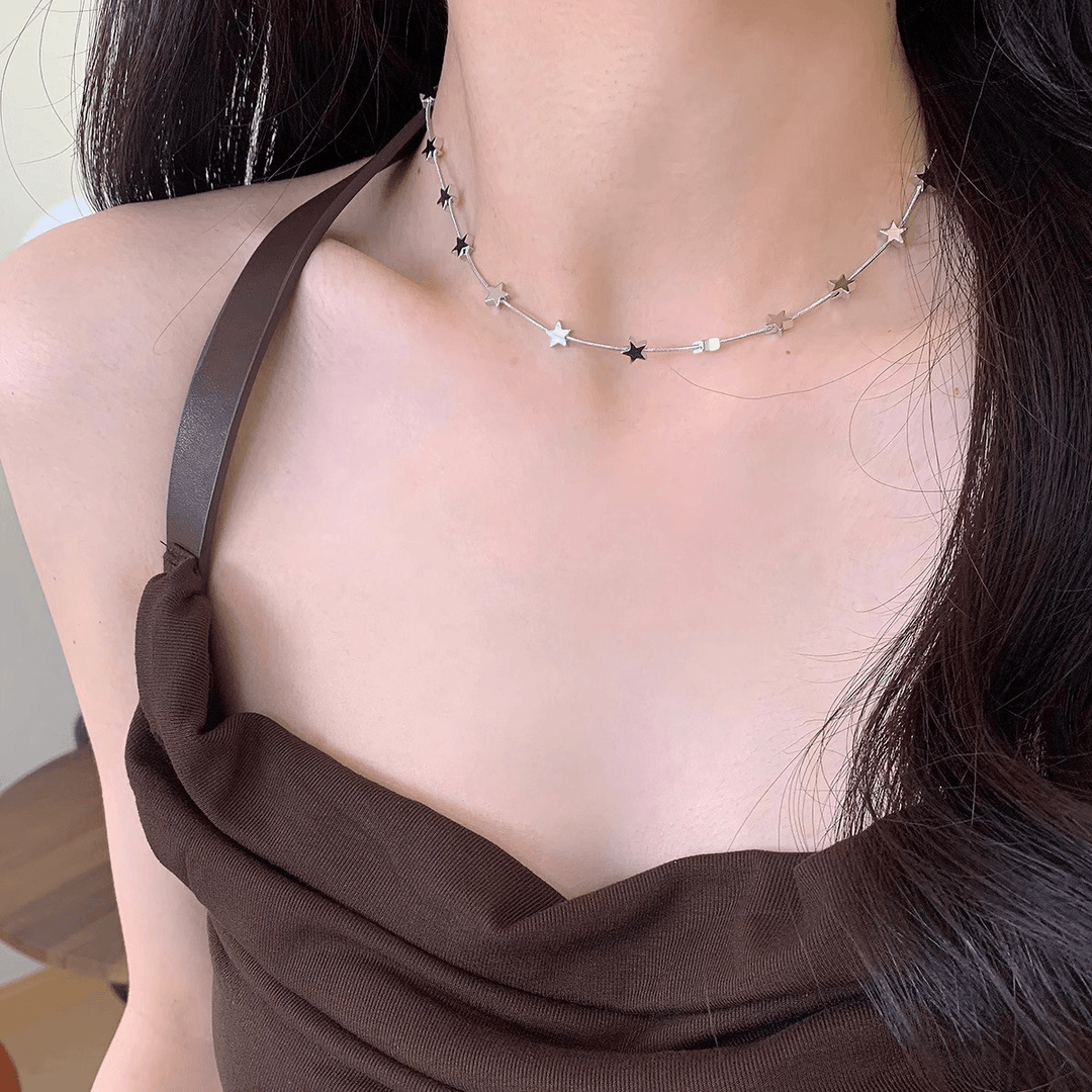 钛钢项链 不掉色星星项链女小众复古纯欲choker百搭高级感锁骨链