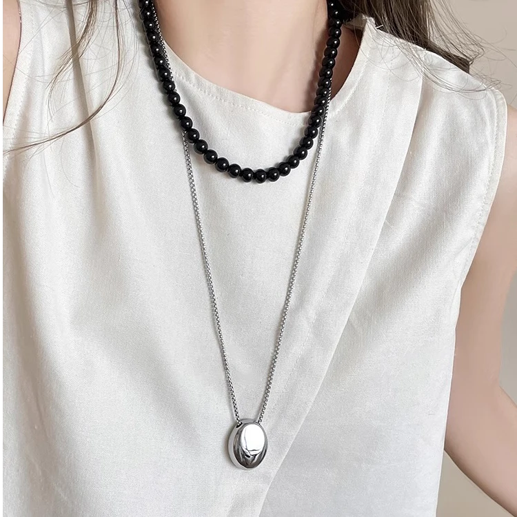 钛钢项链 长款水滴吊坠项链女轻奢小众高级感叠戴毛衣链时尚配饰