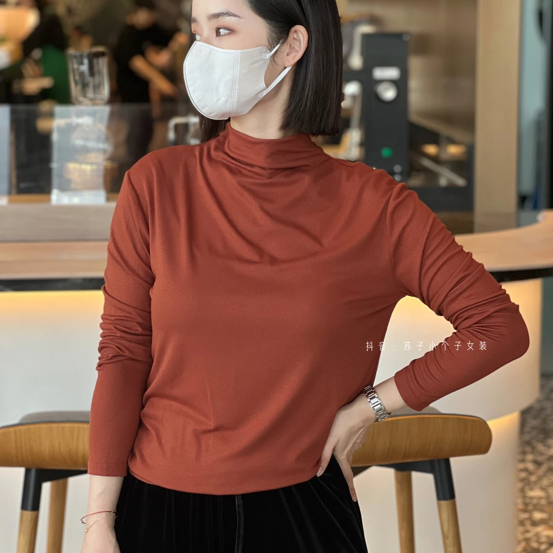 苏子自制【秋冬半堆领打底衫】百搭显瘦半高领保暖中领长袖上衣