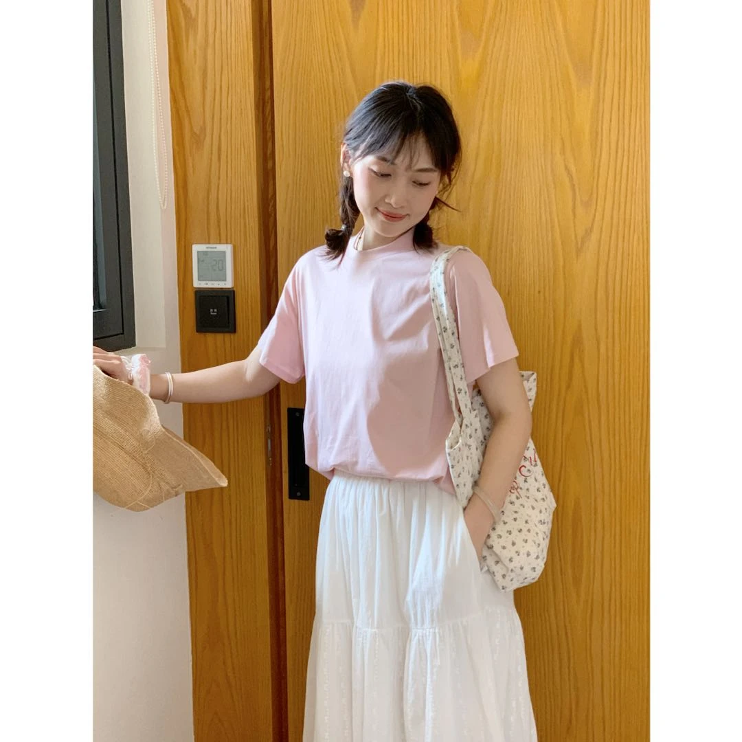 【丝滑小T】夏季日常百搭上衣 纯色短袖小众宽松学生休闲T恤