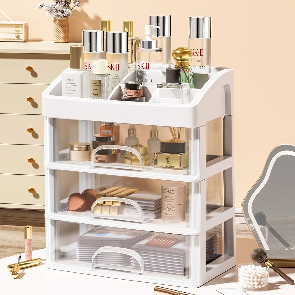 化妆品收纳盒家用透明桌面抽屉口红化妆盒梳妆台化妆刷宿舍置物架