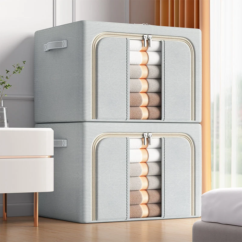牛津布收纳箱大号衣服棉被折叠储物箱家用布艺整理箱收纳盒前开式