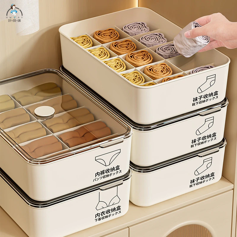 日本内衣内裤收纳盒衣柜贴身衣物分格筐分隔放袜子三合一整理神器