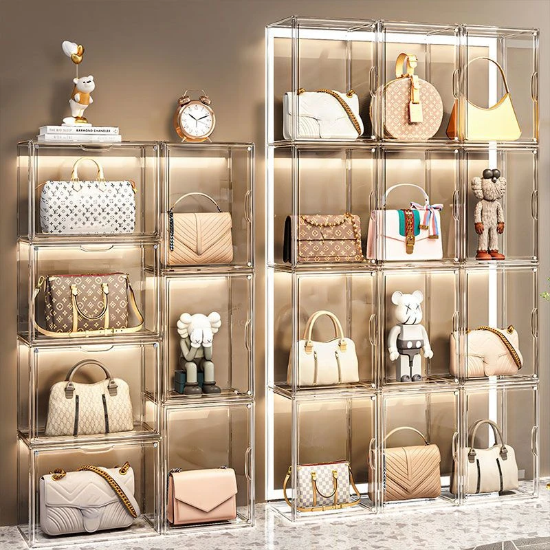 包包收纳神器家用衣柜放包包置物架透明盒防尘展示柜存放收纳盒子