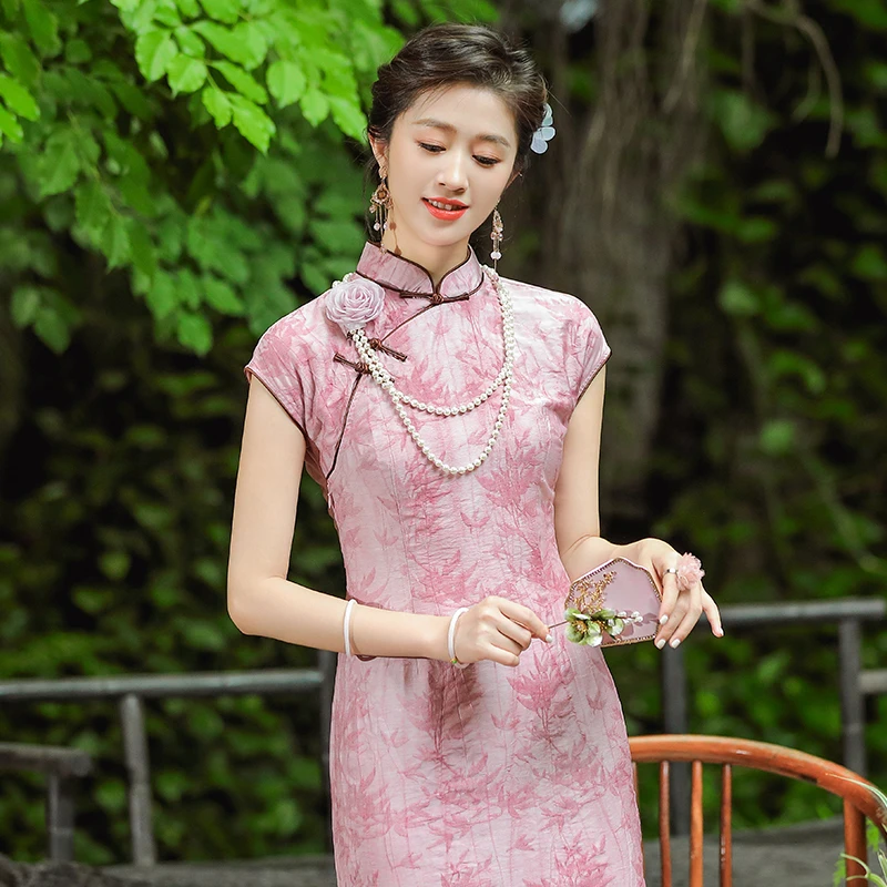 反季清 优雅旗袍夏季新款女复古中国风日常改良妈妈连衣裙24060