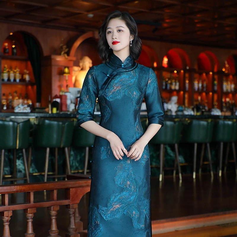 气质端庄优雅旗袍春季2025年新款复古中国风日常改良长款24307
